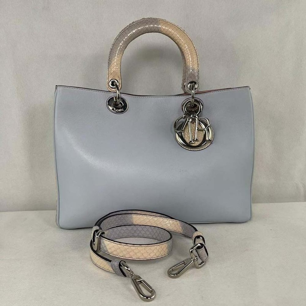 Dior Medium Diorissimo Blue Calfskin Python Multi… - image 1